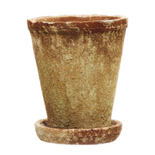 Load image into Gallery viewer, Pot, 5in Dsitressed Cement with Saucer

