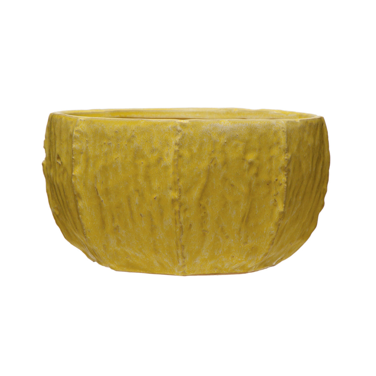 Pot, 6in, Stoneware, Reactive Glaze, Matte Yellow