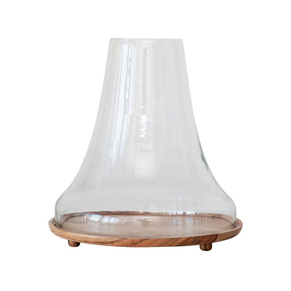 Cloche, Glass, w/ Wood Base