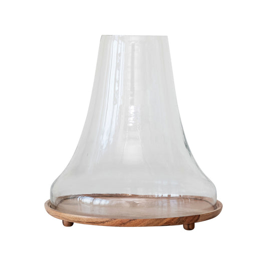 Cloche, Glass, w/ Wood Base