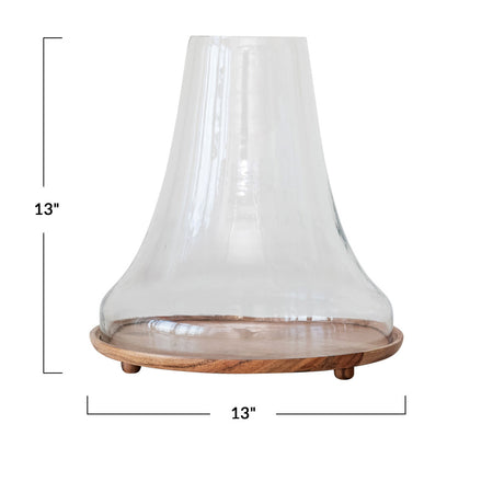 Cloche, Glass, w/ Wood Base
