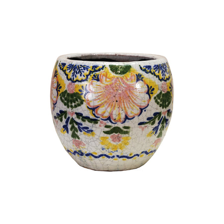 Planter, 5in Floral Terra Cotta Footed