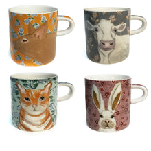 Load image into Gallery viewer, Stoneware Mug 16oz Patterns &amp; Animla Faces
