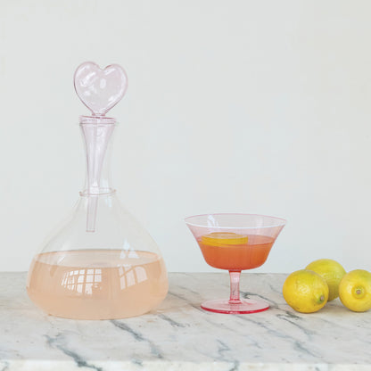 Glass Decanter, 1-1/2 Quart, Blown Heart