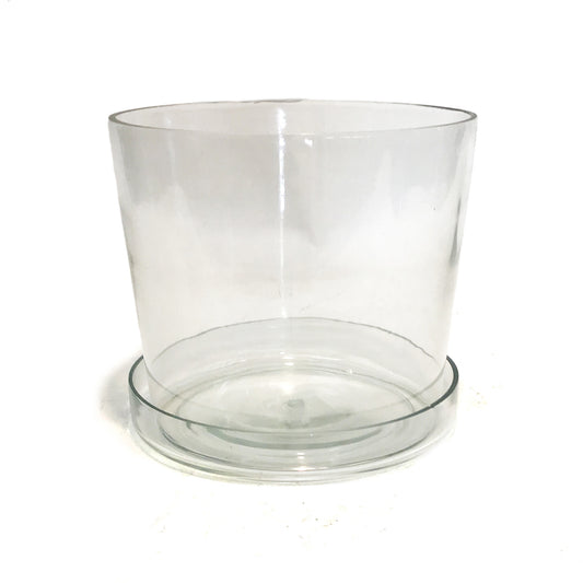Pot, 7in Blow Glass, White