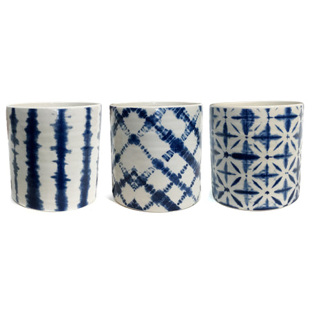 Pot, 4in, Ceramic, Dolomite, Shibori