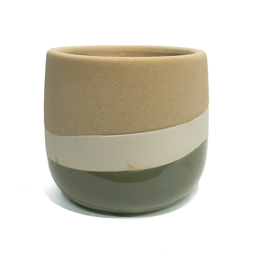 Pot, 6in, Stoneware Tri-Color, 2 Asst