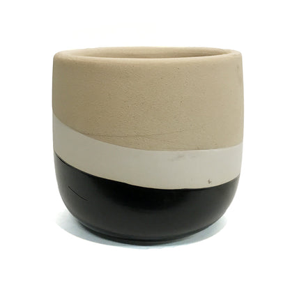 Pot, 6in, Stoneware Tri-Color, 2 Asst
