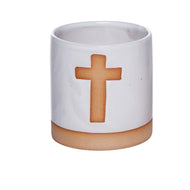 4in Pot, Cross, Ceramic, 2 AssortedCer Container w