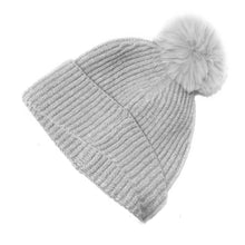 Load image into Gallery viewer, Knitted Toque, Removable Pom Pom, Light Grey
