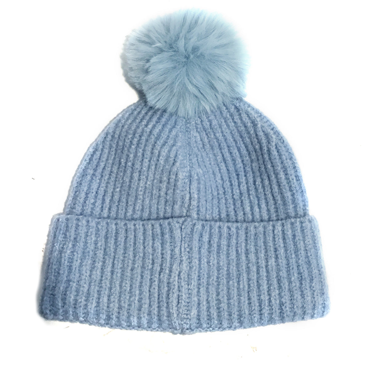 Knitted Toque, w Removable Pom Pom, Blue