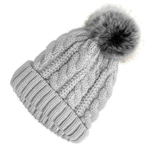 Load image into Gallery viewer, Cable Knitted Toque, Light Grey
