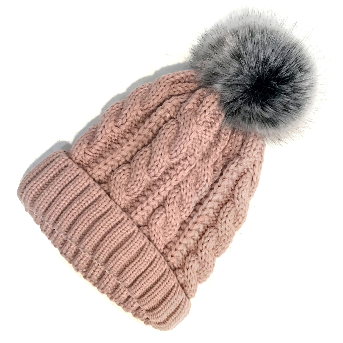 Cable Knitted Toque, Pink