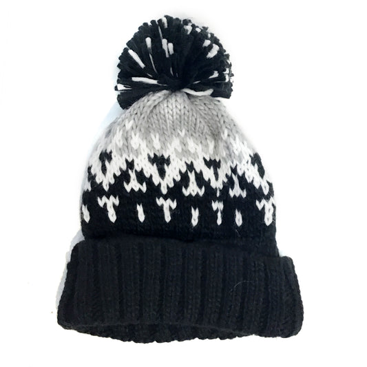 Knitted Toque, Multi Colored, Black