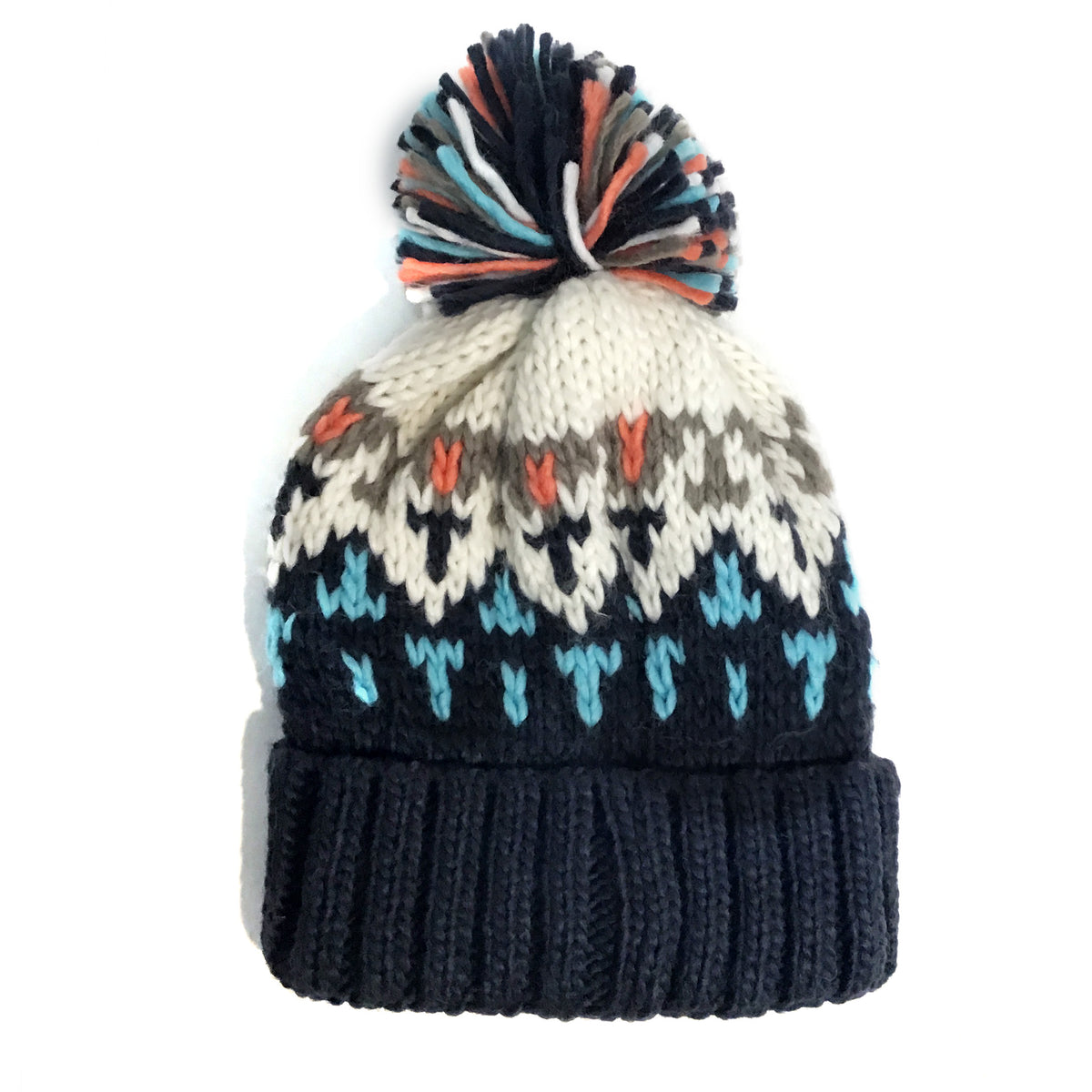 Knitted Toque, Multi Colored, Navy