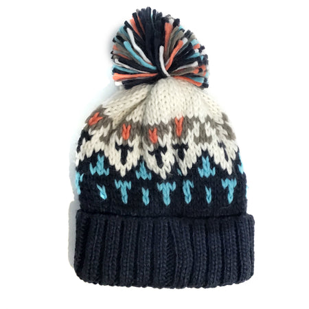 Knitted Toque, Multi Colored, Navy