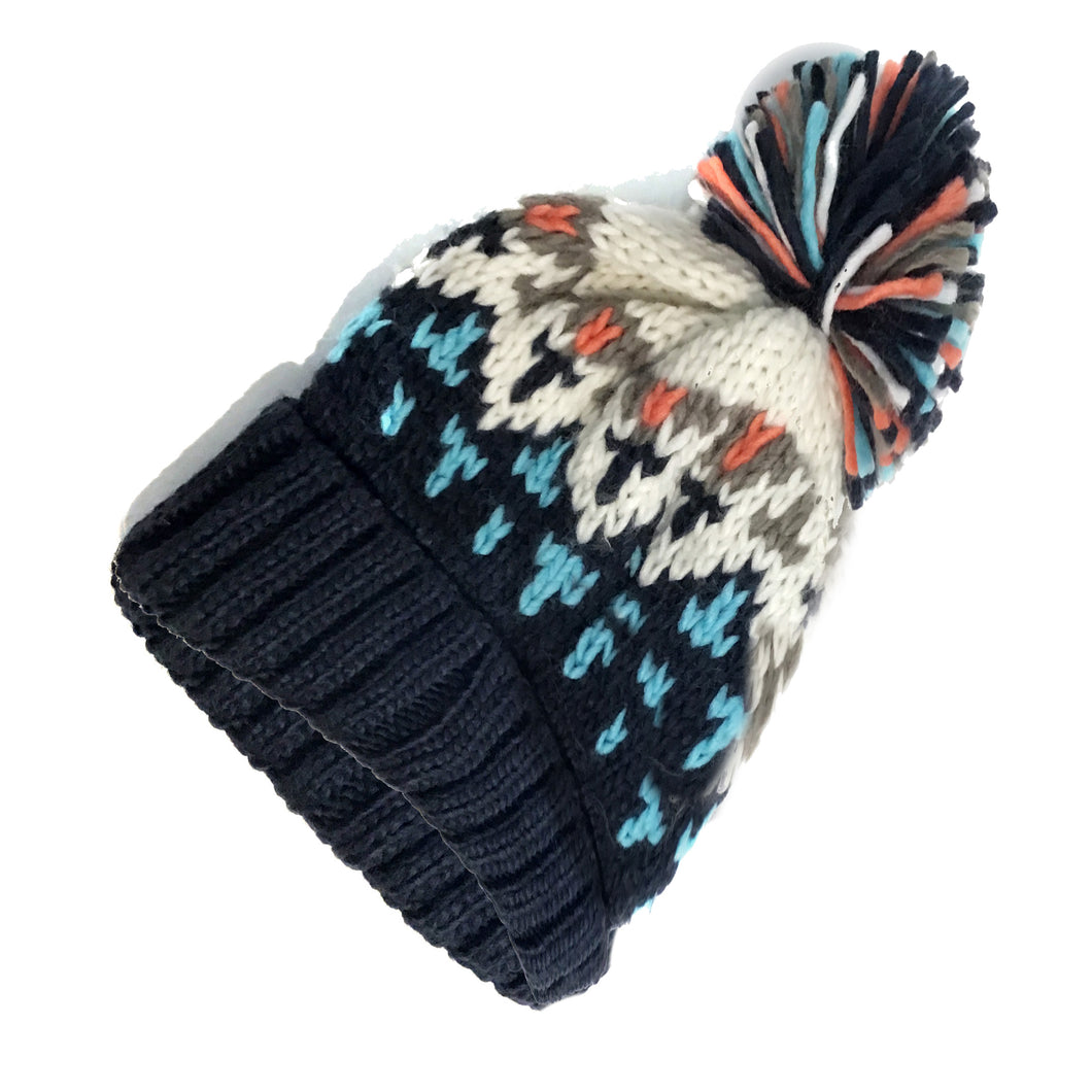Knitted Toque, Multi Colored, Navy