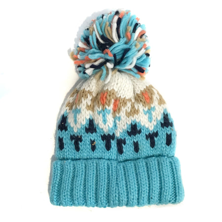 Knitted Toque, Multi Colored, Turquoise