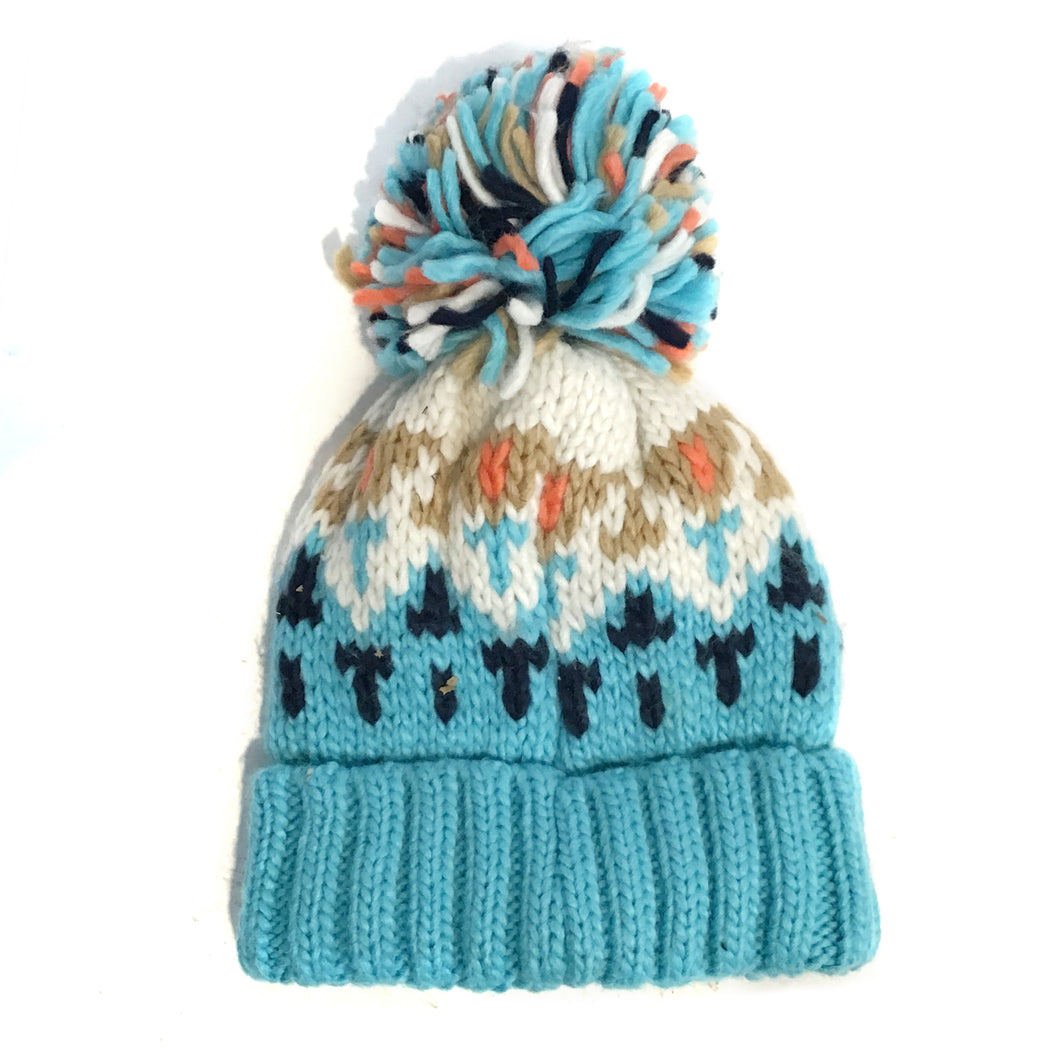 Knitted Toque, Multi Colored, Turquoise