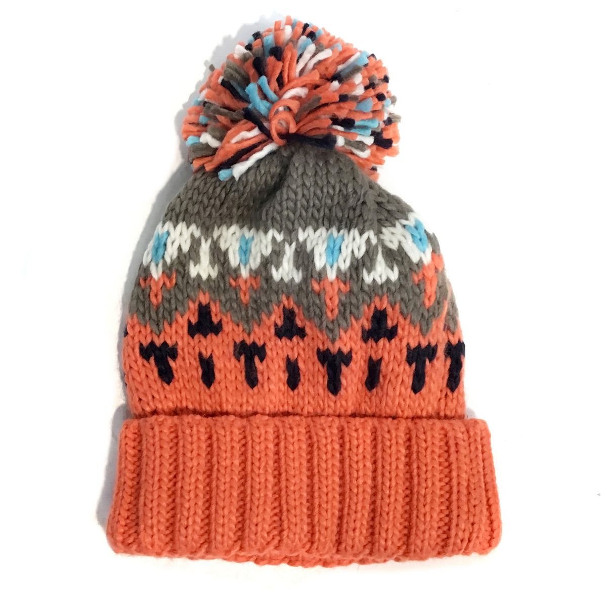 Knitted Toque, Multi Colored, Orange