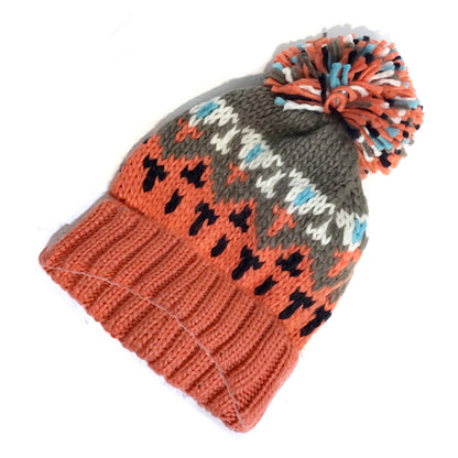 Knitted Toque, Multi Colored, Orange