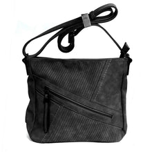 Load image into Gallery viewer, Bria Large Diagonal Zipper Crossbody Bag, Black
