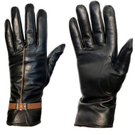 Two Tone Leather Gloves, All Sizes, Black