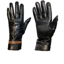 Load image into Gallery viewer, Two Tone Leather Gloves, All Sizes, Black
