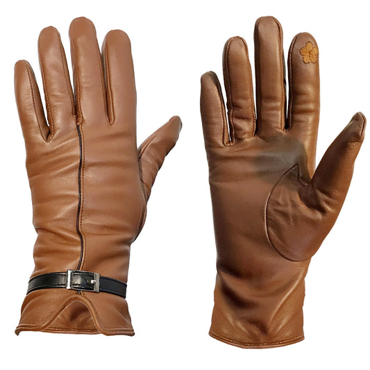 Two Tone Leather Gloves, All Sizes, Caramel