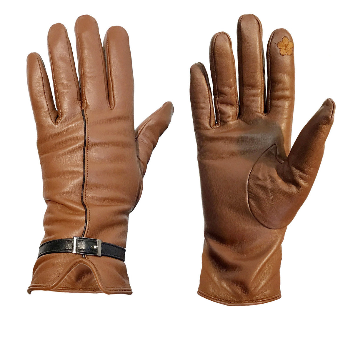 Two Tone Leather Gloves, All Sizes, Caramel