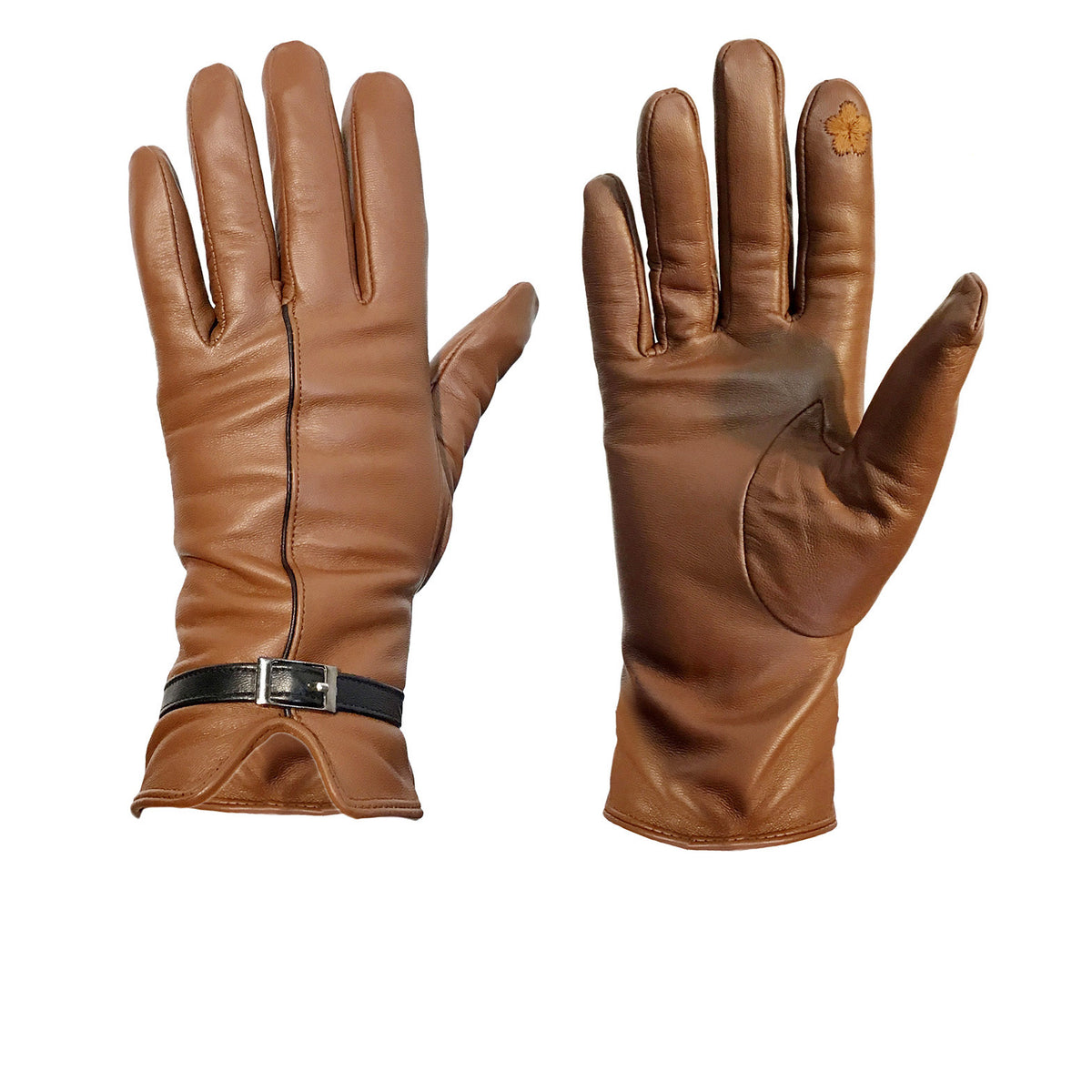 Two Tone Leather Gloves, All Sizes, Caramel