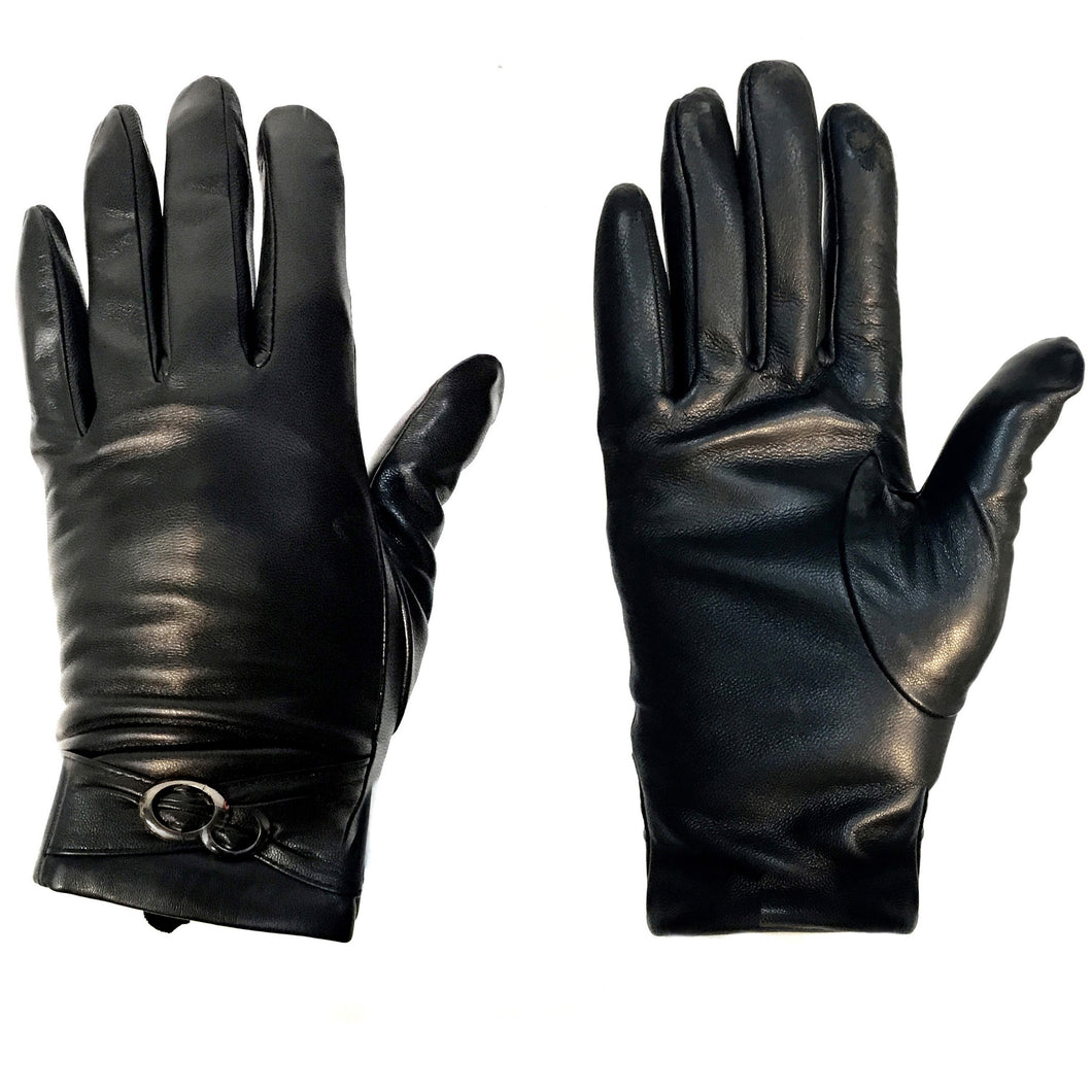 Leather Gloves W/ Oval Embelishment