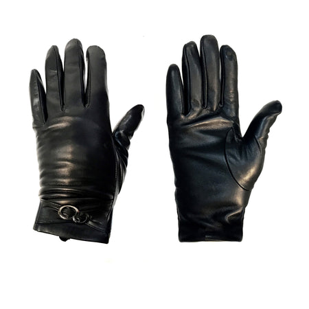 Leather Gloves W/ Oval Embelishment