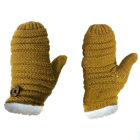 Fleece Lined Mittens, Mustard
