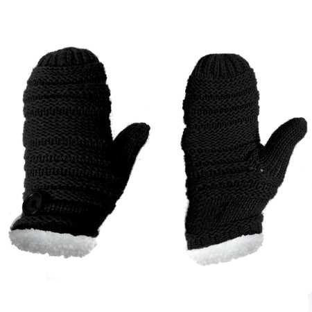 Fleece Lined Mittens, Black