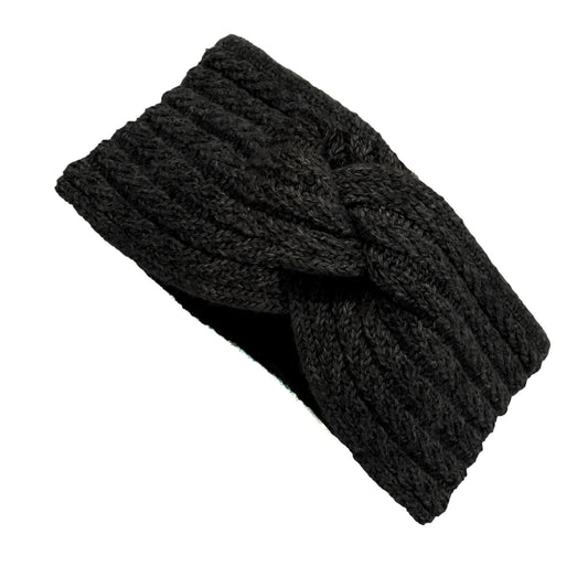 Knitted Twist Headband, Black
