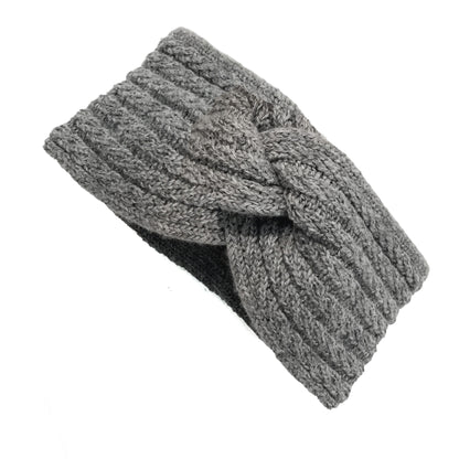 Knitted Twist Headband, Grey