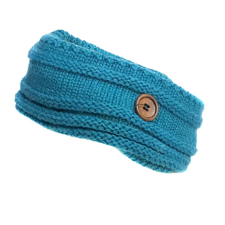Fleece Lined w/Button Headband, Blue