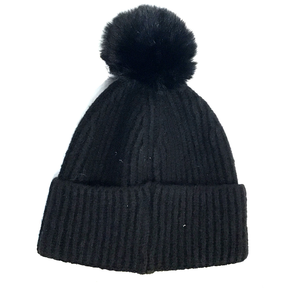 Knitted Toque, Removable Pom Pom, Black
