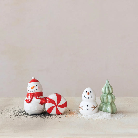 Salt & Pepper Shakers, Snowman/Tree