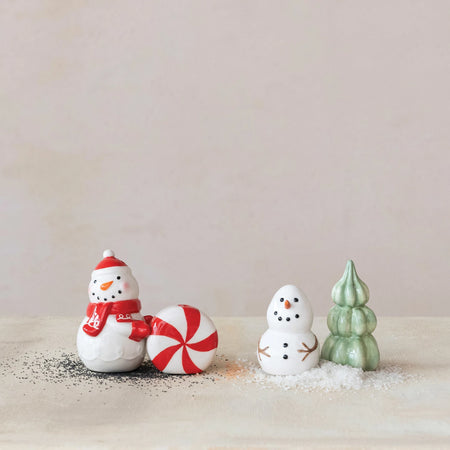 Salt & Pepper Shakers, Snowman/Tree