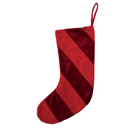 Velvet Striped Stocking, Red