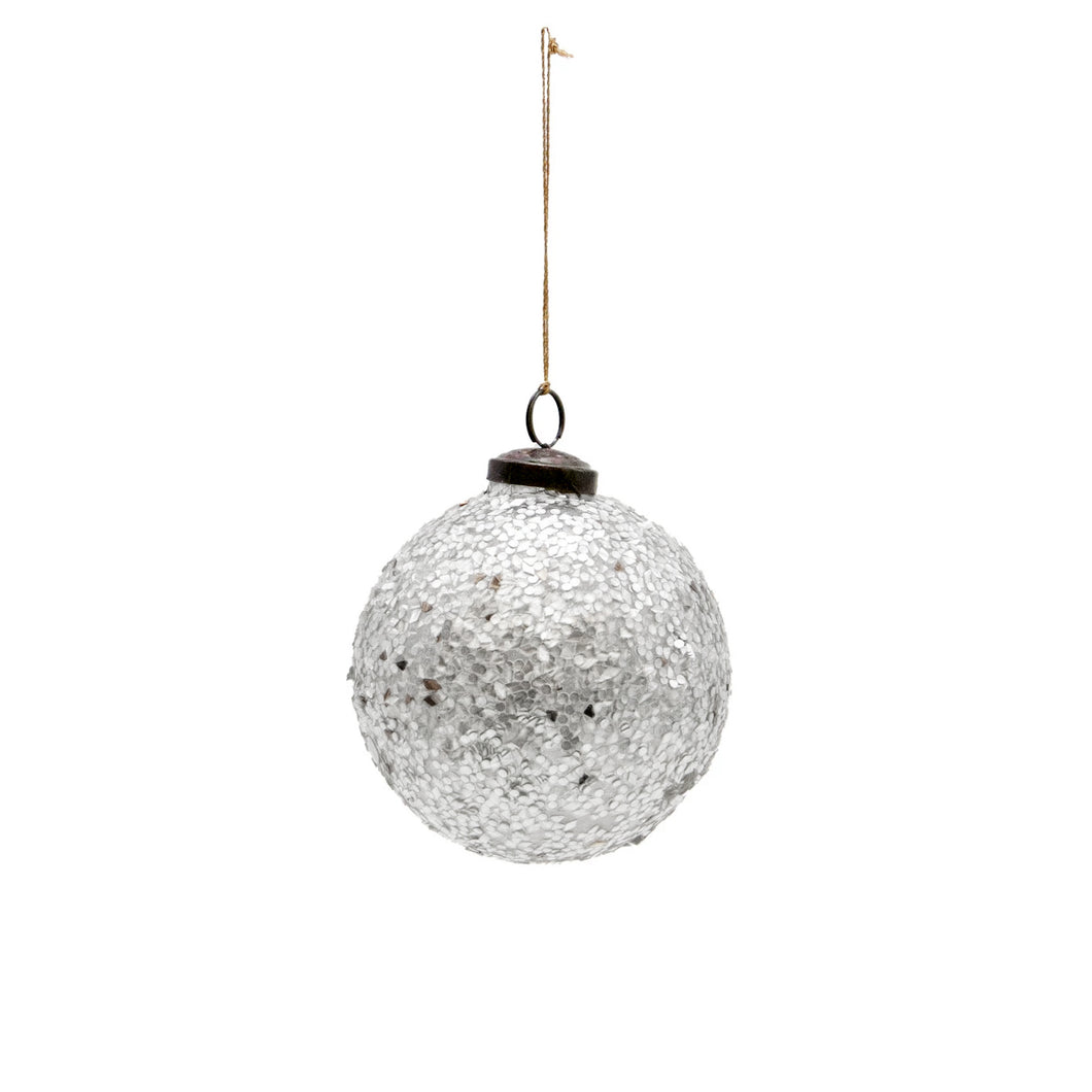 Ornament, Glass Ball, Mica Flakes