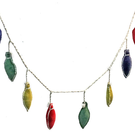 Woven Cotton Velvet Christmas Lights Garland, 72in