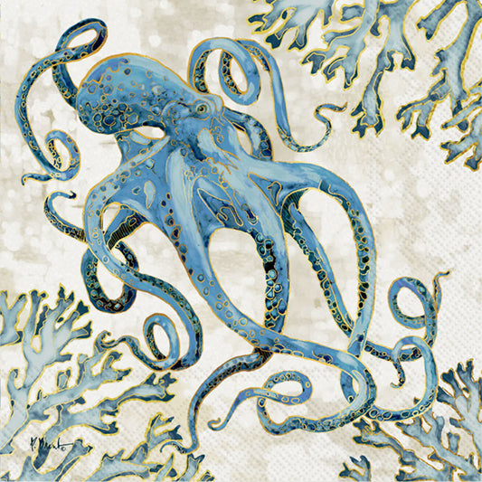 Paper Cocktail Napkin, 20 Count, Octopus