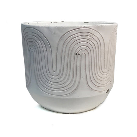 Planter, 7in, Boho Wave, White