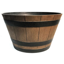 Load image into Gallery viewer, Planter, 20in, Plastic, Wood Barrel Style
