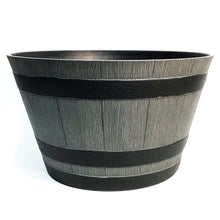 Load image into Gallery viewer, Planter, 20in, Plastic, Wood Barrel Style
