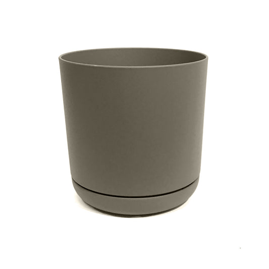 Planter, 6in, With Saucer, Plastic, Taupe