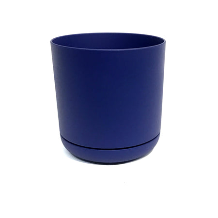 Planter, 6in, With Saucer, Plastic, Blue